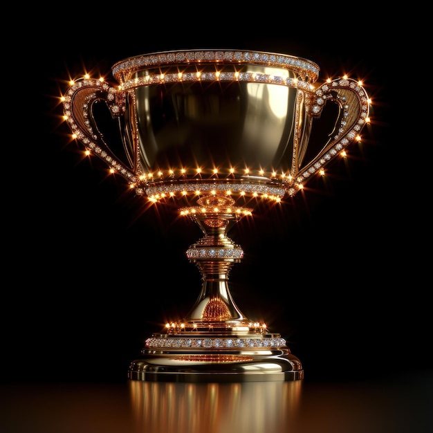 Photo golden trophy winner cup on dark background