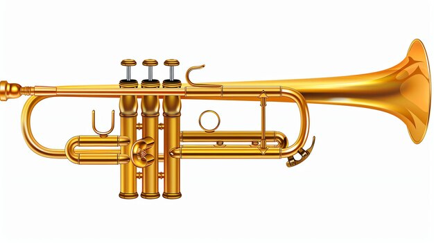 Photo golden trumpet isolated on white background 3d rendering