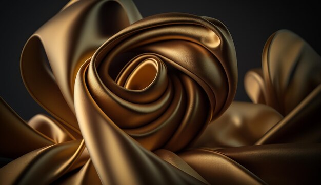 Photo golden twisted fabric with shallow depth