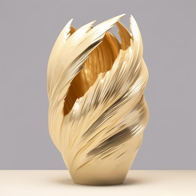 Photo golden vase with feathers as decoration