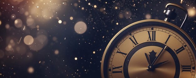 Golden vintage pocket watch on bokeh background