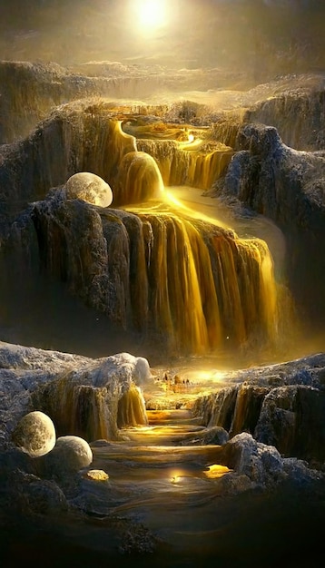 Photo the golden waterfall wallpapers and images