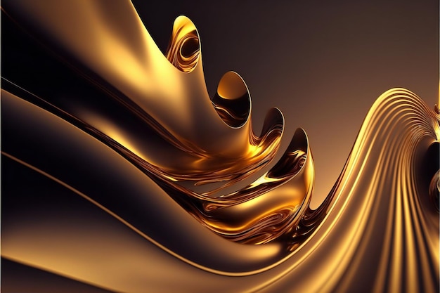 golden wave digital illustration painting abstract background