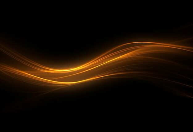 golden wave lights on a black background