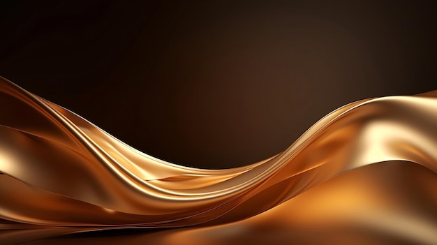 Golden waves abstract background 3D rendering elegant conceptual design with golden lines