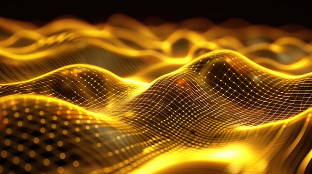 Golden Waves Abstract Digital Background