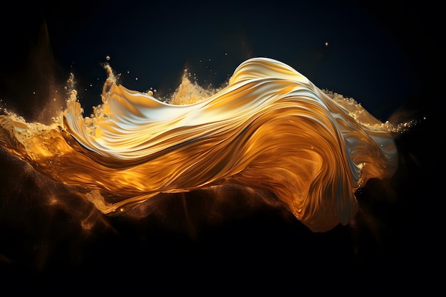 A golden waves in the black background