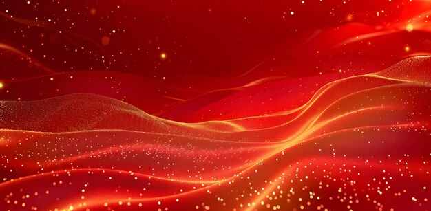 Photo golden waves on dark red background in abstract design chinese traditional ornate red and gold lines shiny light background