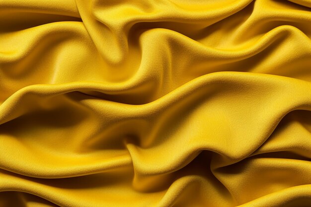 Photo golden waves textured yellow fabric with wavy patterns