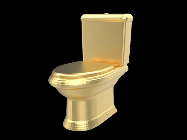 Golden wc lavatory water closet 3d illustration