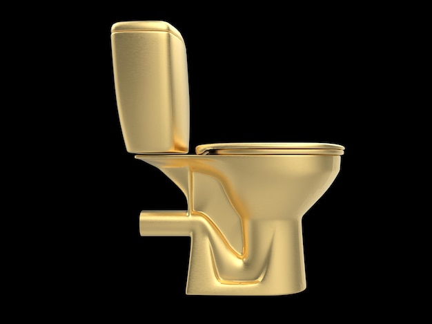 Golden wc lavatory water closet 3d illustration