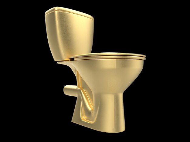 Golden wc lavatory water closet 3d illustration