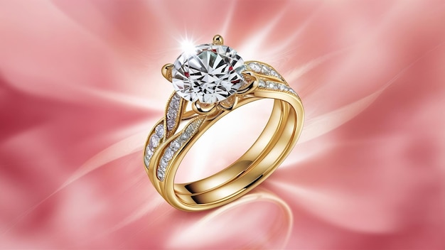 Golden wedding ring with diamonds