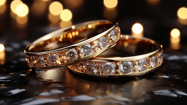 Golden wedding rings background