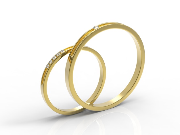 白い背景の上の黄金の結婚指輪