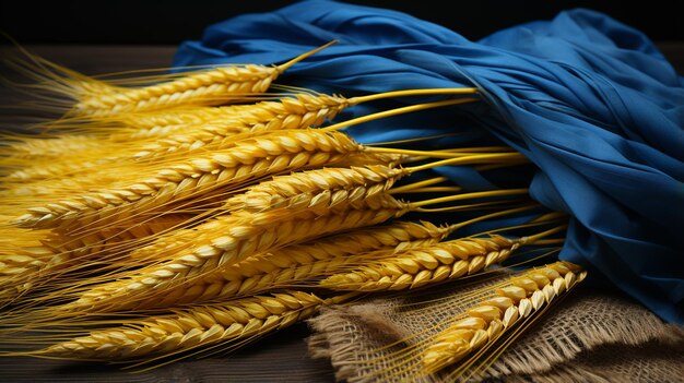 Photo golden wheat ears on a black background