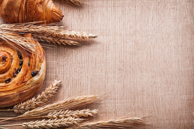 golden wheat ears sweet croissant roll
