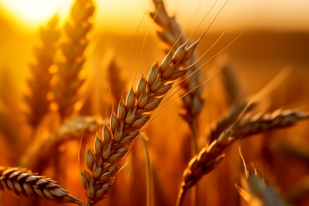 Golden wheat eras on agricultural field