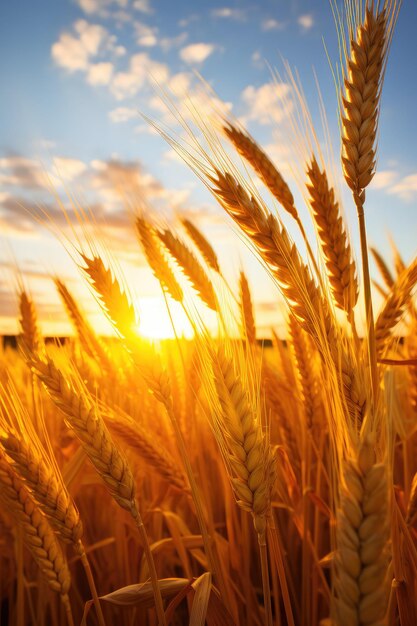 Foto campo d'oro di grano all'ora d'oro