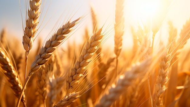 golden wheat field in sunny day agriculture Generative AI