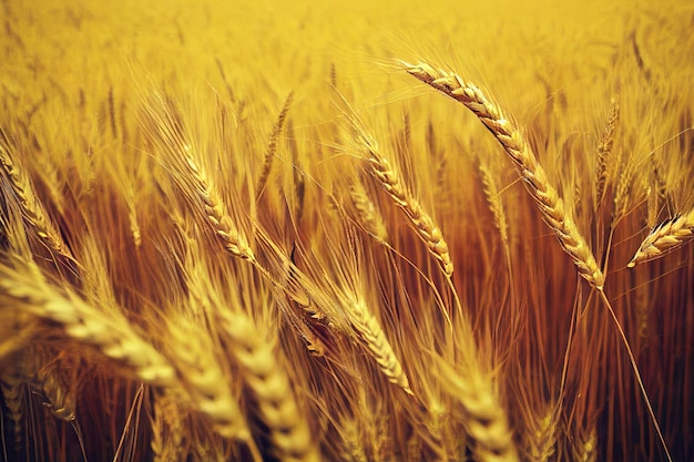 golden wheat field and sunny day