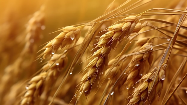 Golden wheat field and sunny day