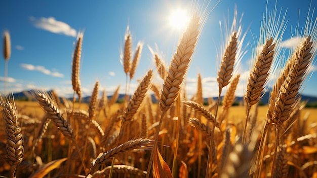 Золотое пшеничное поле и солнечный день