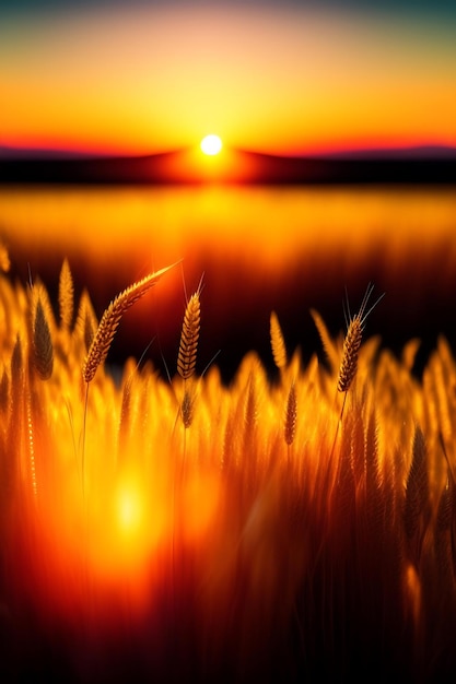 Golden wheat field at sunset closeup summer spring meadow crop background