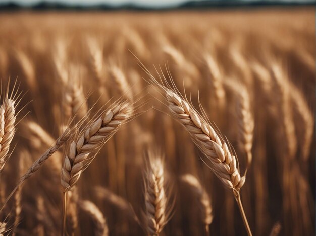 Foto un campo di grano dorato con il cielo blu