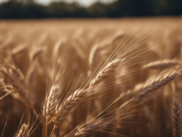 A golden wheat field with blue sky