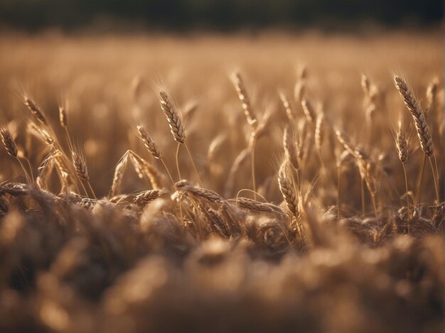 A golden wheat field with blue sky