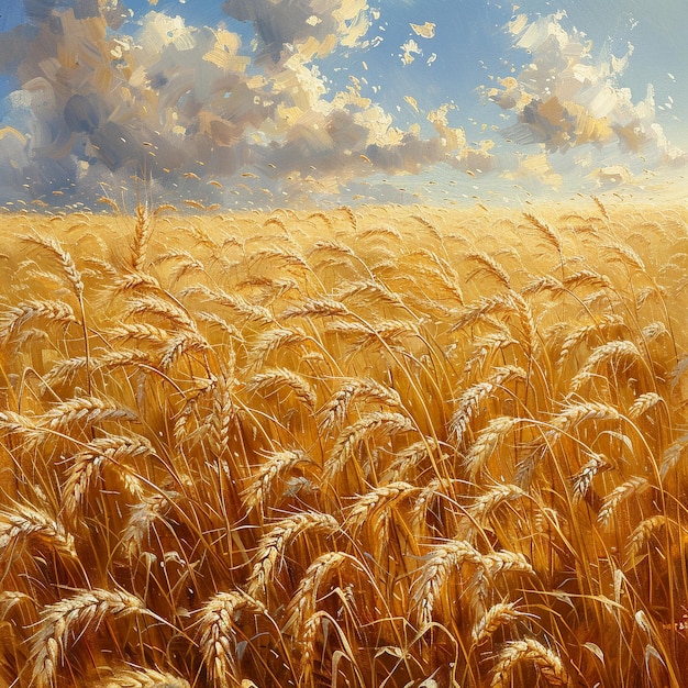 Photo golden wheat fields waving in a gentle breeze the stalks blur into waves