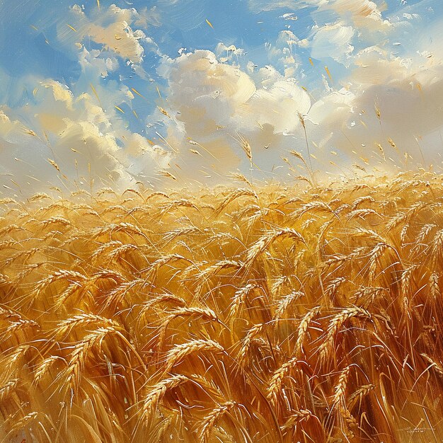 Photo golden wheat fields waving in a gentle breeze the stalks blur into waves