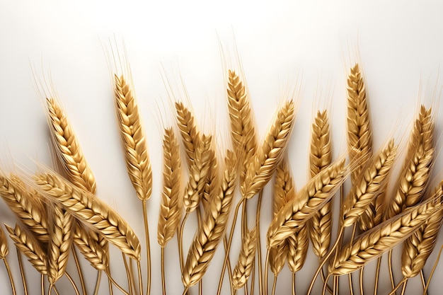 golden wheat on a white background