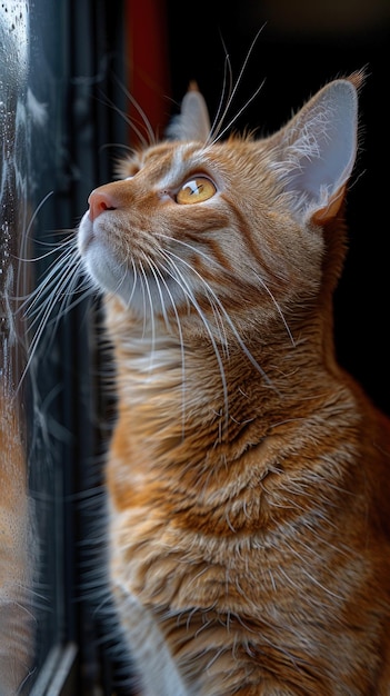 Golden Whiskers A Cat s Gaze Beyond the Window