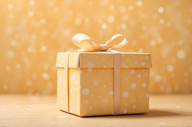 Golden white dotted gift box blur golden white dotted background