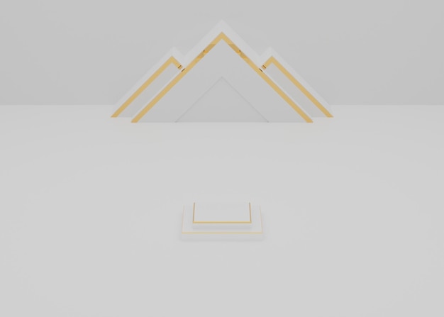 Golden and White podium 3D rendered image