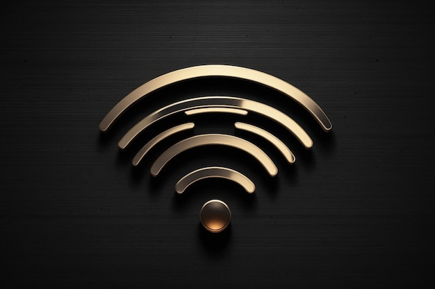 Golden WiFi symbol in black background