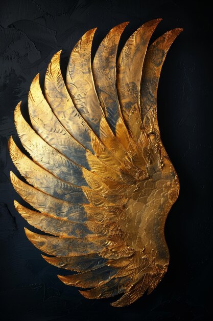 Photo a golden wing on a black background illustration