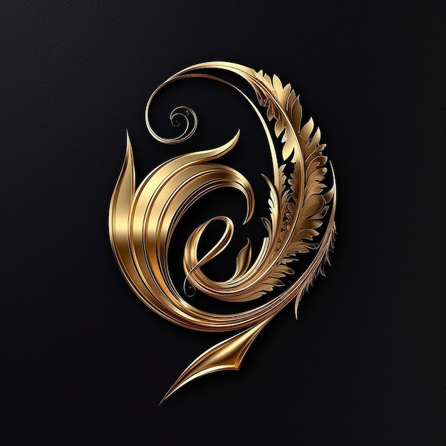 Golden wing elegant design logo and black background