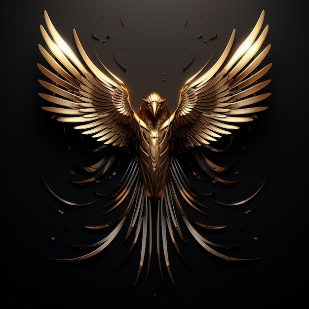 golden wings desktop wallpaper in the style of dark bronze necronomicon illustrations