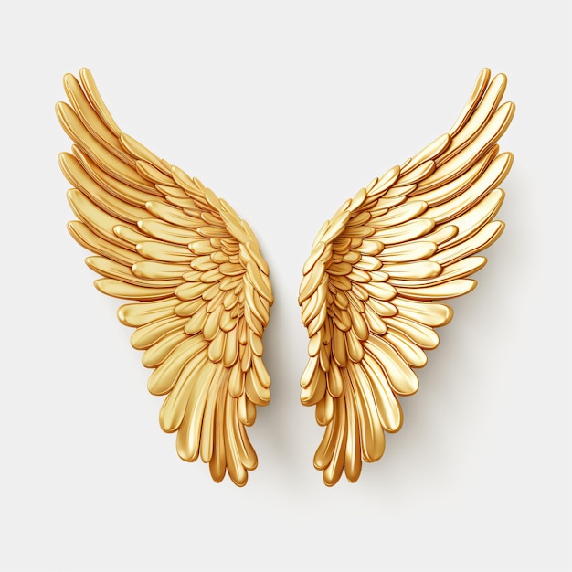 Golden wings isolated on transparent background