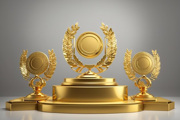 Золотые победители подиум для бизнес-концепций Подиум объект
