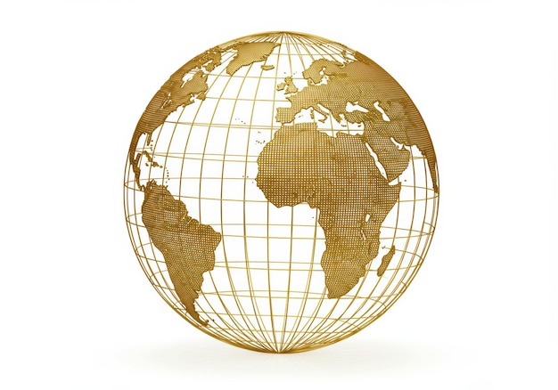 Golden Wireframe Globe