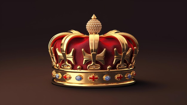Золотая с красным цветом королевская королевская корона