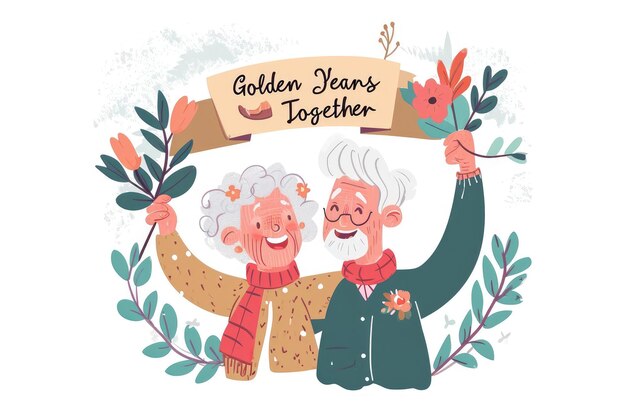 Golden Years Together Elderly Couple Celebrates Against a White Background