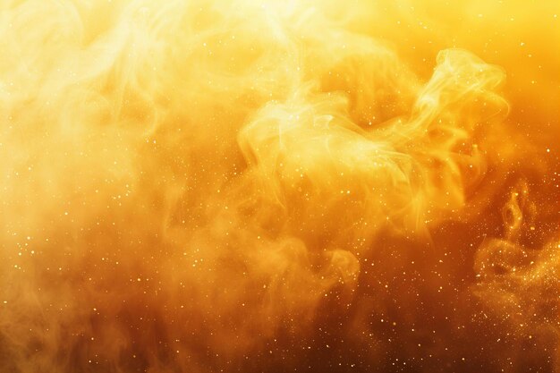 Photo golden yellow abstract dust cloud with sparkling particles