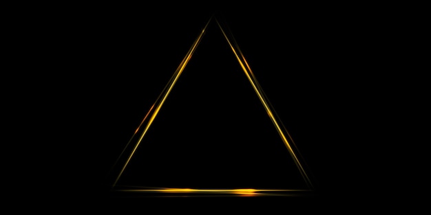 Photo golden yellow glow straight line contrasting triangle background image 3d illustration