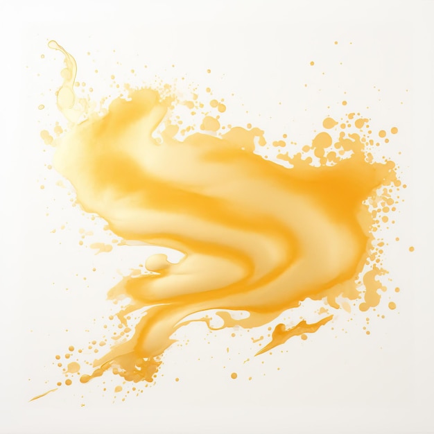 Photo golden yellow spray paint on white background splash drip draw for background backdrop