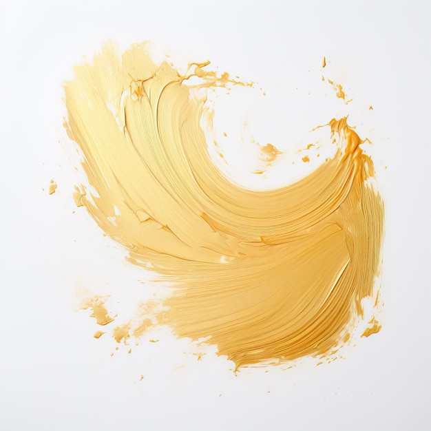 Golden yellow spray paint on white background Splash Drip draw for background backdrop